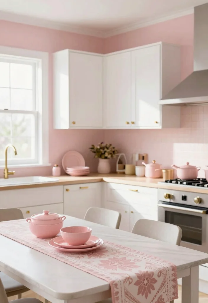 18 Kitchen Color Ideas for Walls That Brighten Instantly 9 18 Kitchen Color Ideas for Walls That Brighten Instantly - 9. Soft Blush Pink 1