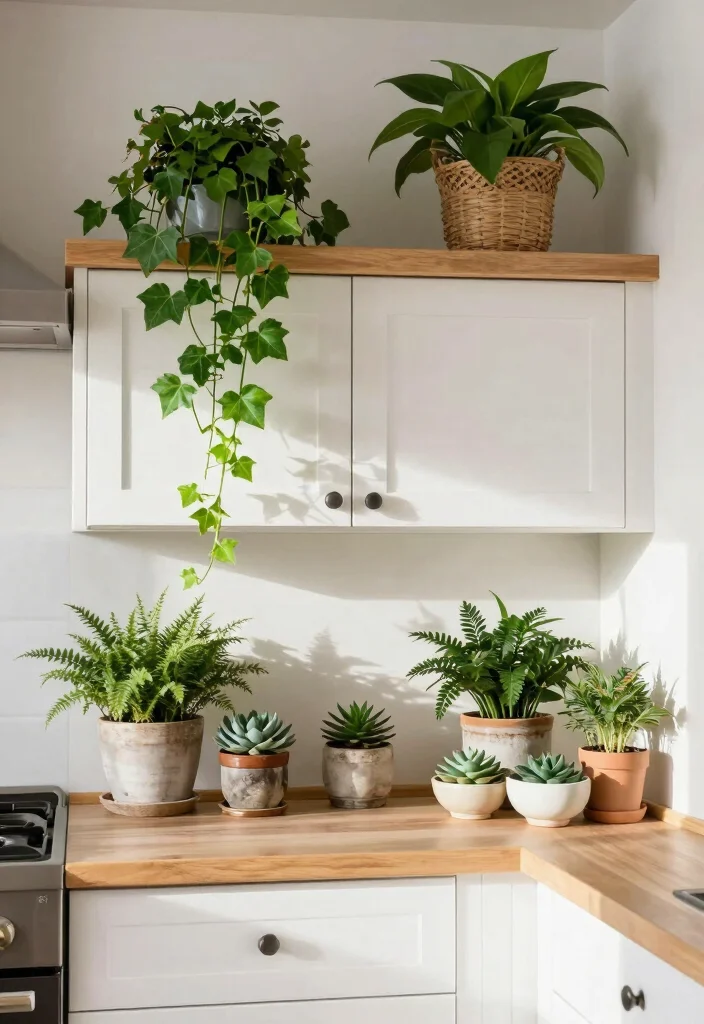 18 Kitchen Decor Above Cabinets Ideas That Look Styled - 1. Lush Greenery 1