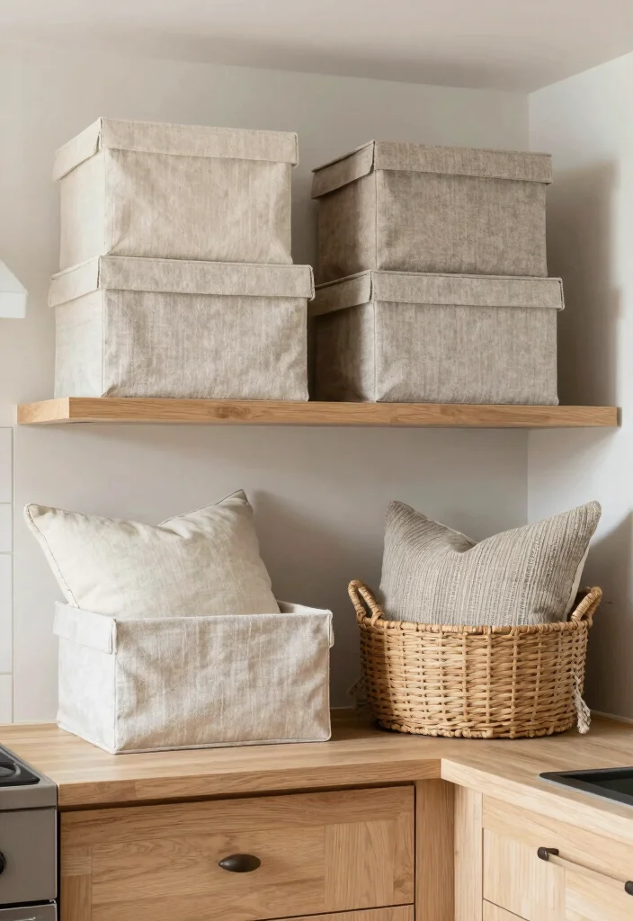 18 Kitchen Decor Above Cabinets Ideas That Look Styled - 14. Textured Fabrics 1