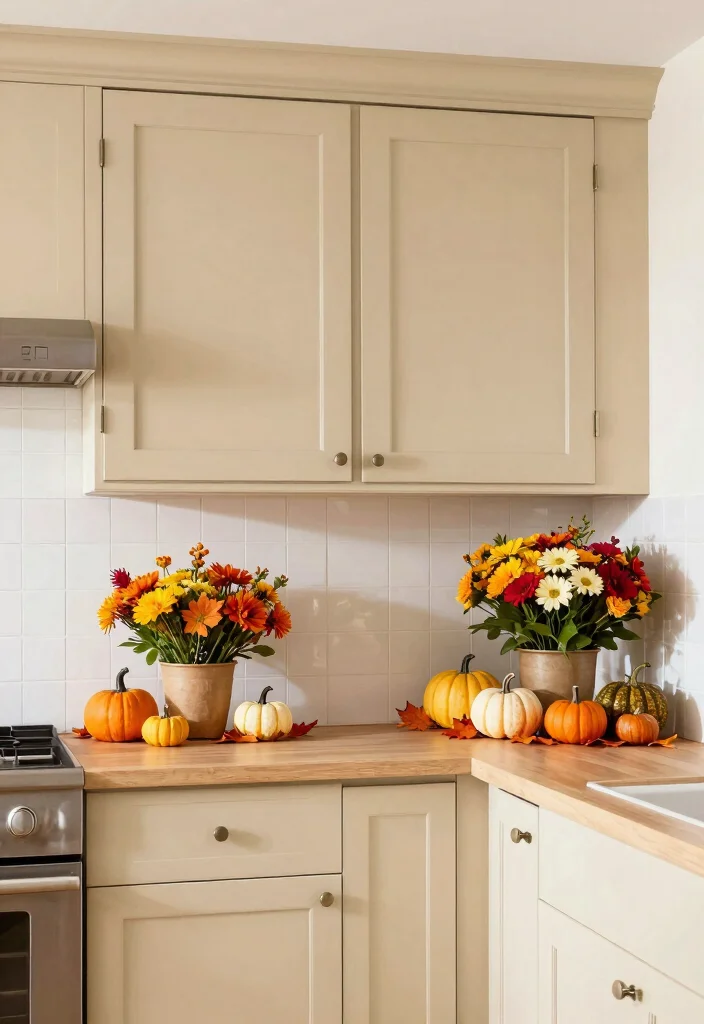 18 Kitchen Decor Above Cabinets Ideas That Look Styled - 6. Seasonal Decor 1