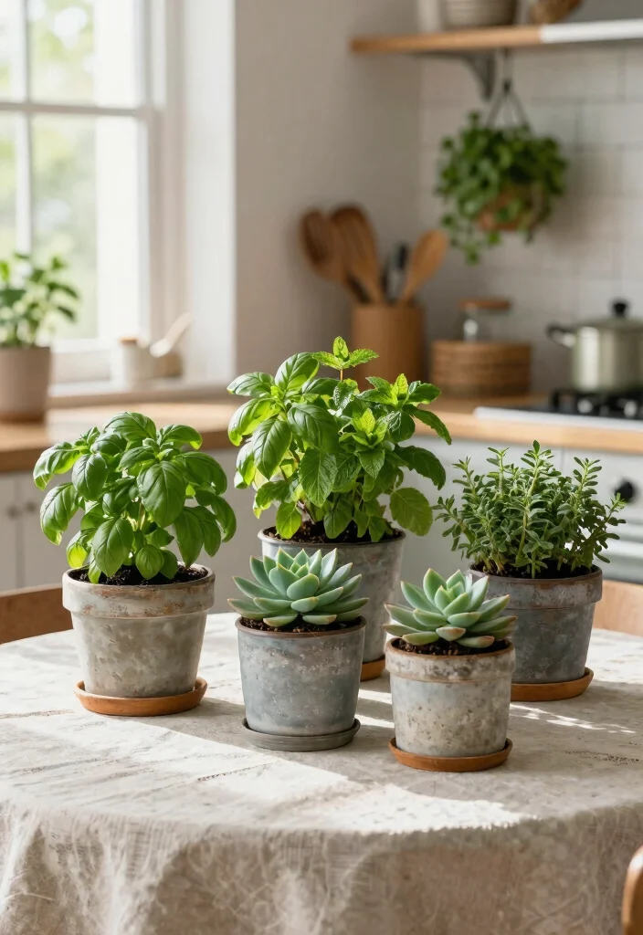 18 Kitchen Table Top Ideas That Refresh Your Dining Space - 1. Lush Greenery Centerpiece 1