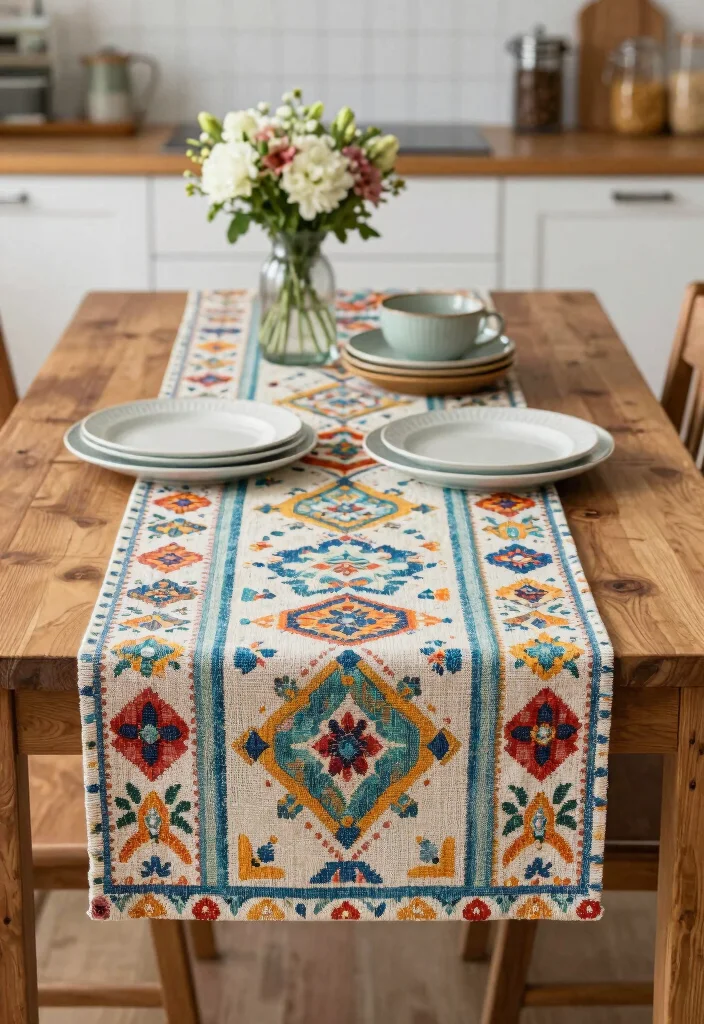 18 Kitchen Table Top Ideas That Refresh Your Dining Space - 10. Creative Table Runners 1