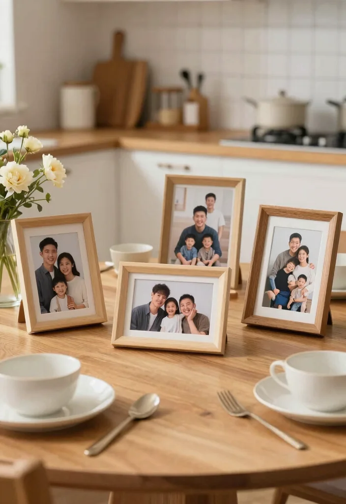 18 Kitchen Table Top Ideas That Refresh Your Dining Space - 15. Family Photo Displays 1