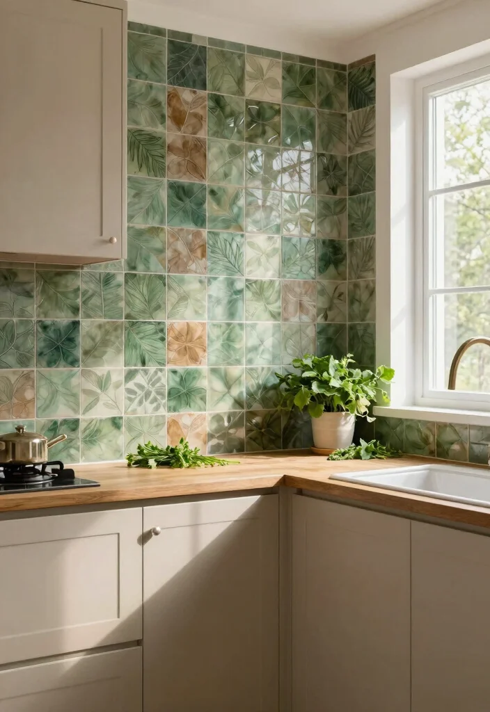 18 Kitchen Wall Tiles Design Modern Ideas With Sleek Finish - 10. Nature-Inspired Tiles 1