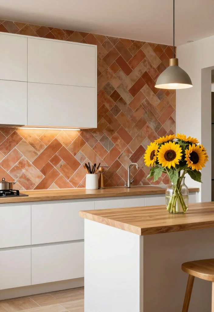 18 Kitchen Wall Tiles Design Modern Ideas With Sleek Finish - 11. Colorful Terracotta Tiles 1