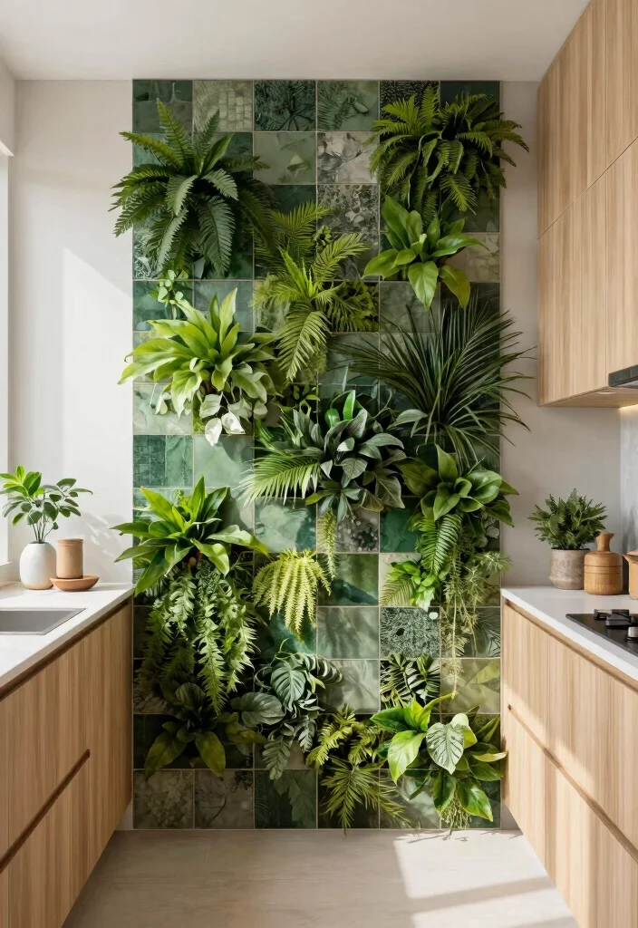 18 Kitchen Wall Tiles Design Modern Ideas With Sleek Finish - 17. Biophilic Design with Living Tiles 1