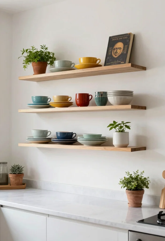 18 Open Kitchen Cabinet Ideas With Modern Display - 1. Floating Shelves for a Sleek Look 1