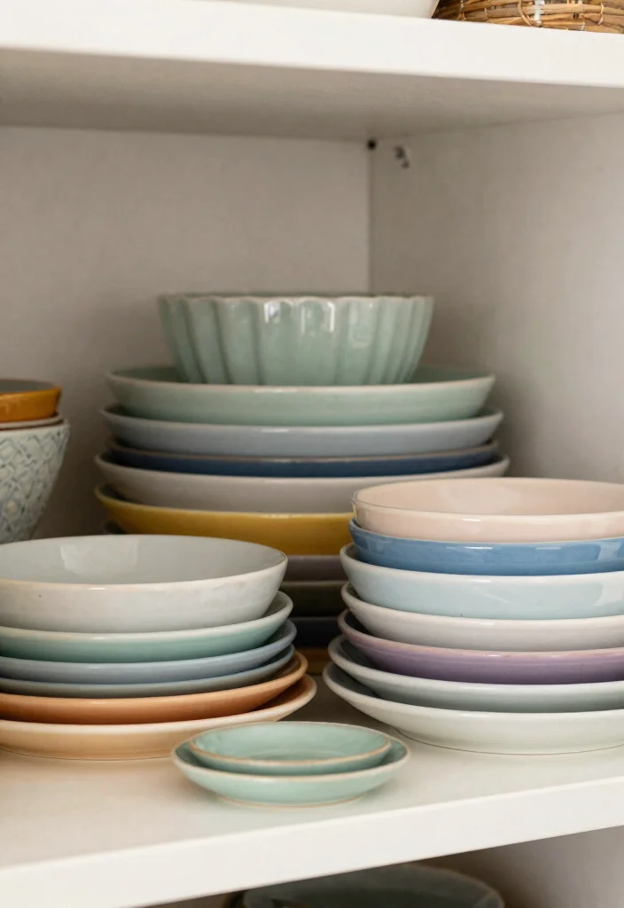 18 Open Kitchen Cabinet Ideas With Modern Display - 11. Layering Items for Depth 1