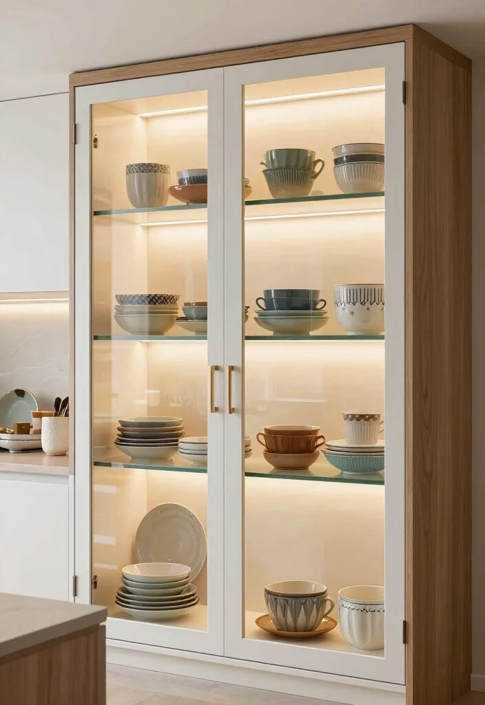18 Open Kitchen Cabinet Ideas With Modern Display - 2. Glass Front Cabinets for Visibility 1