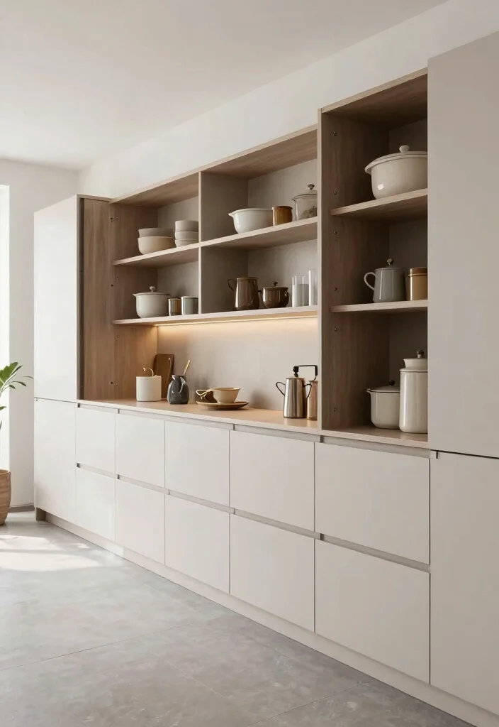 18 Open Kitchen Cabinet Ideas With Modern Display - 6. Stylish Open Cabinet Systems 1