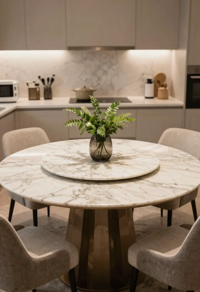 18 Round Kitchen Tables Ideas With Cozy Charm - 10. Round Marble Table 1