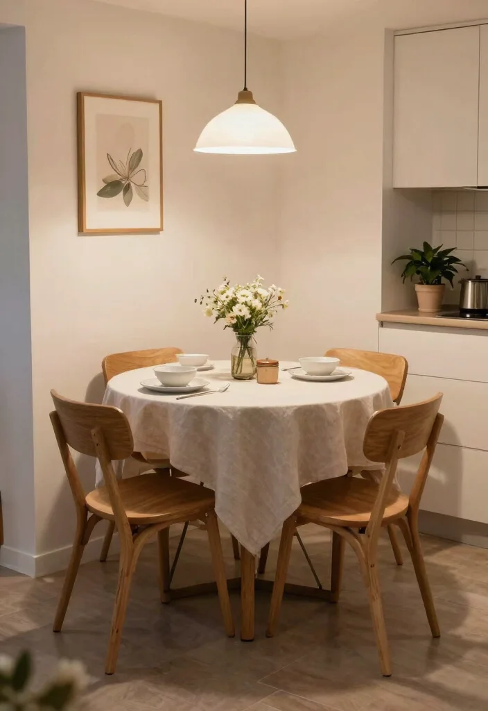 18 Round Kitchen Tables Ideas With Cozy Charm - 12. Cozy Round Table for Small Spaces 1