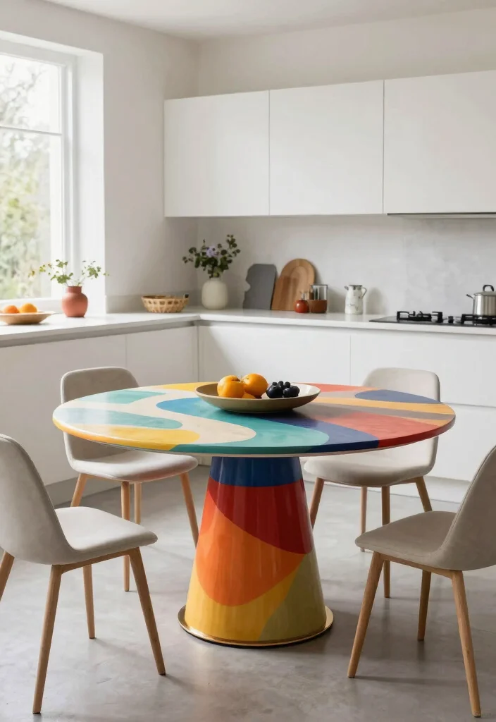 18 Round Kitchen Tables Ideas With Cozy Charm - 16. Artistic Round Table Designs 1