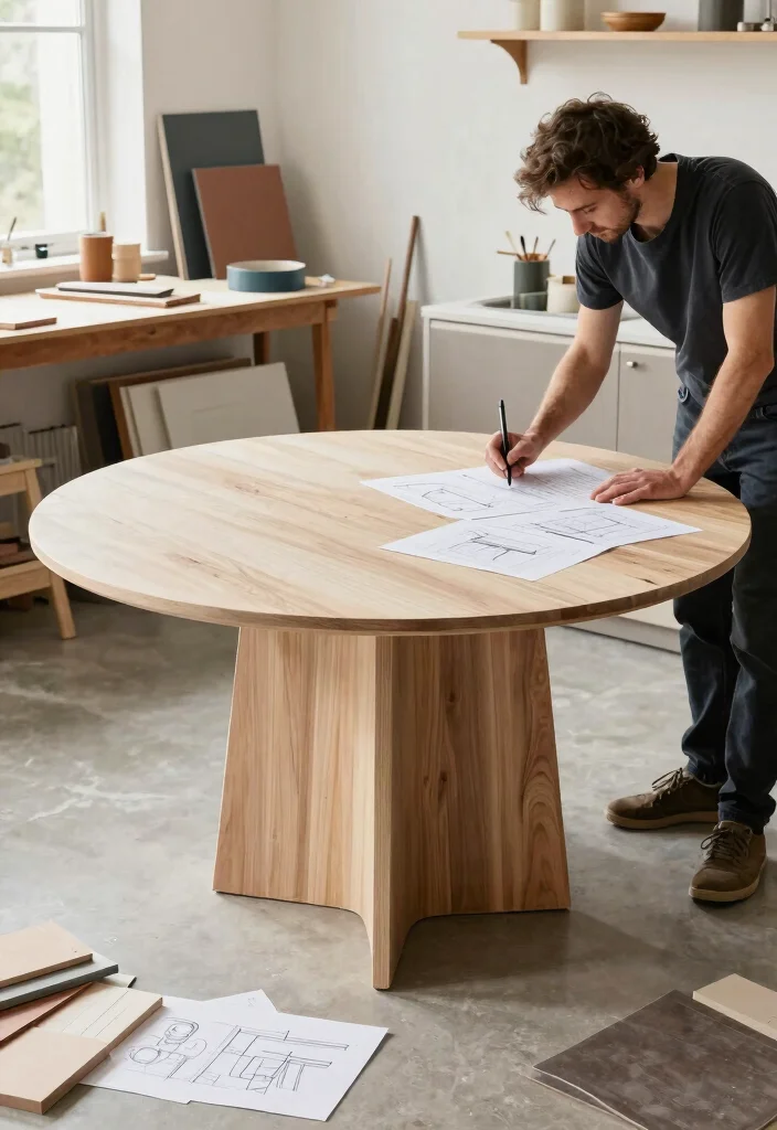 18 Round Kitchen Tables Ideas With Cozy Charm - 18. Custom Round Kitchen Table 1