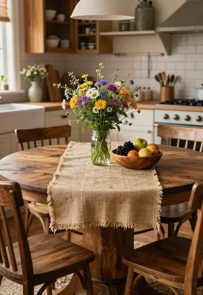 18 Round Kitchen Tables Ideas With Cozy Charm - 8. Farmhouse Table Decor Ideas 1