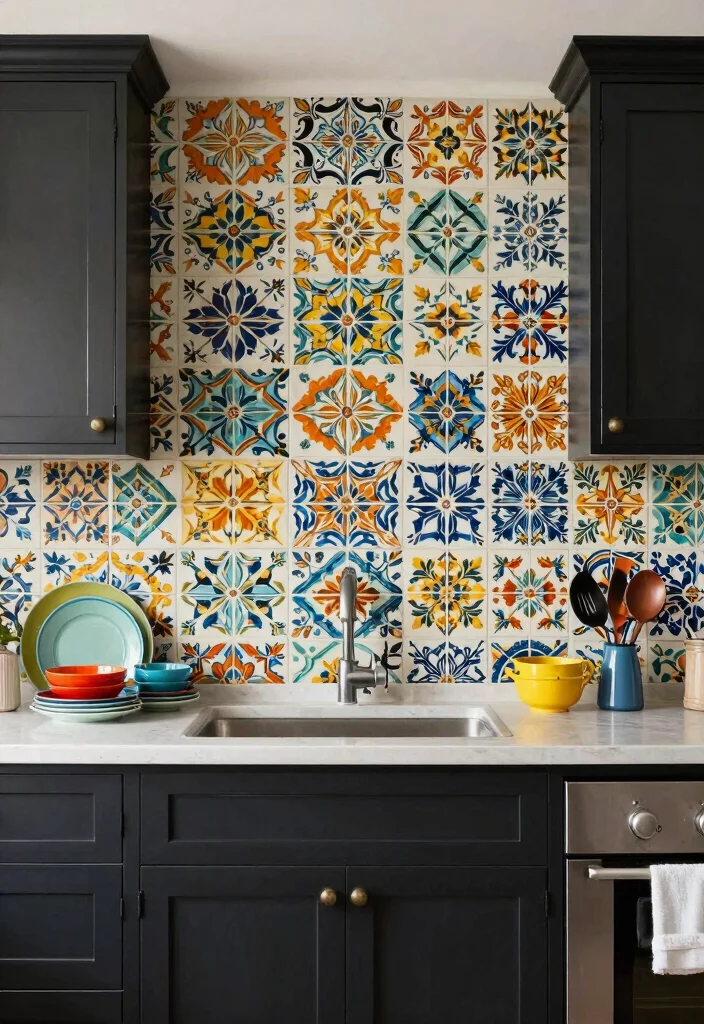 18 Wallpaper Kitchen Backsplash Ideas With Creative Flair 13 18 Wallpaper Kitchen Backsplash Ideas With Creative Flair - 13. Vintage Tile Prints 1