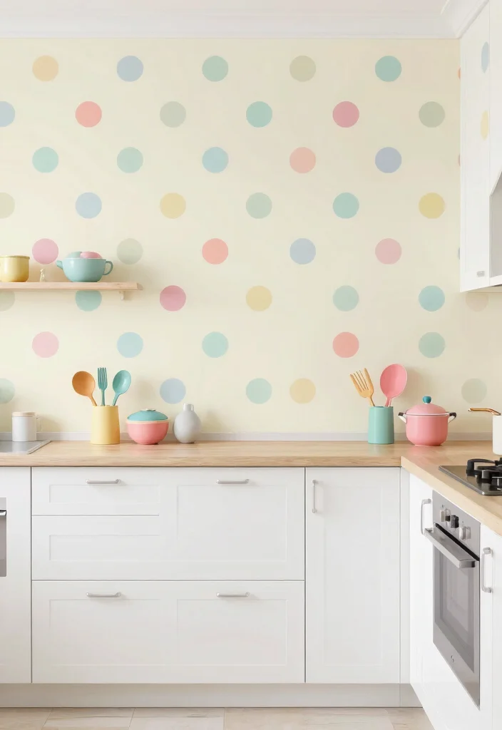 18 Wallpaper Kitchen Backsplash Ideas With Creative Flair 15 18 Wallpaper Kitchen Backsplash Ideas With Creative Flair - 15. Retro Polka Dots 1