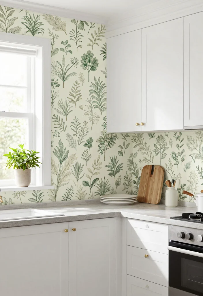 18 Wallpaper Kitchen Backsplash Ideas With Creative Flair 16 18 Wallpaper Kitchen Backsplash Ideas With Creative Flair - 16. Nature-Inspired Patterns 1