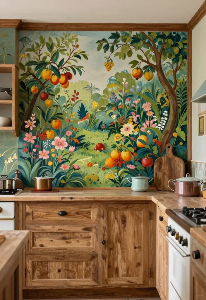 18 Wallpaper Kitchen Backsplash Ideas With Creative Flair 5 18 Wallpaper Kitchen Backsplash Ideas With Creative Flair - 5. Hand-Painted Mural 1