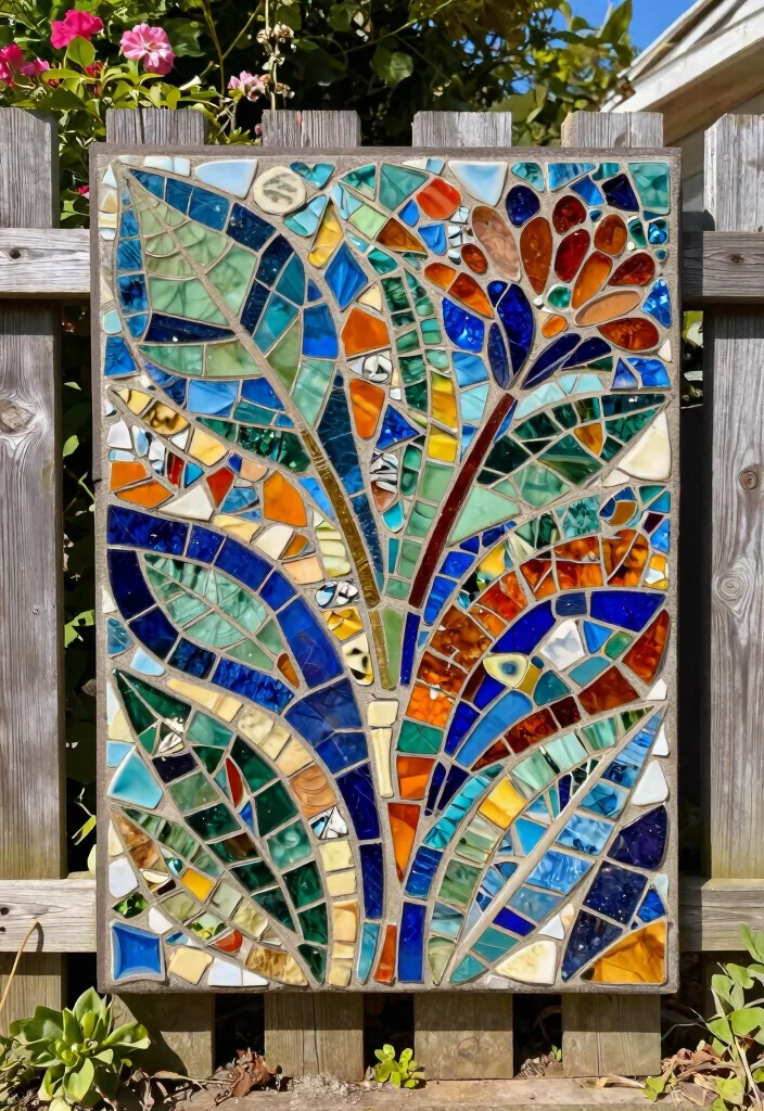 12 Backyard Fence Decor Ideas That Hide Eyesores and Weathered Wood - 2. Artistic Mosaics 1