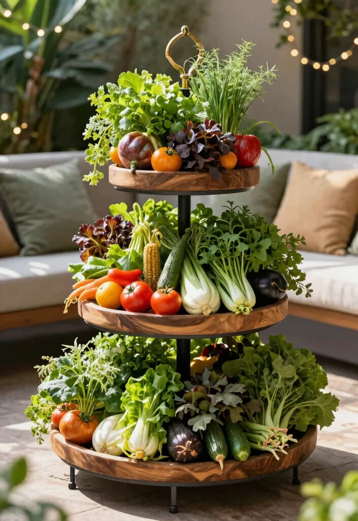 12 Container Vegetable Garden Ideas for Patios and Balconies - 6. Tiered Plant Stands 1