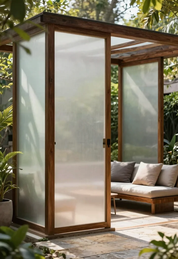 12 Glass Doors Patio Ideas That Let in Light Without Losing Privacy - 6. Semi-Transparent Panels 1
