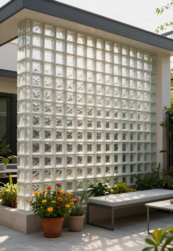 12 Glass Doors Patio Ideas That Let in Light Without Losing Privacy - 7. Glass Block Walls 1