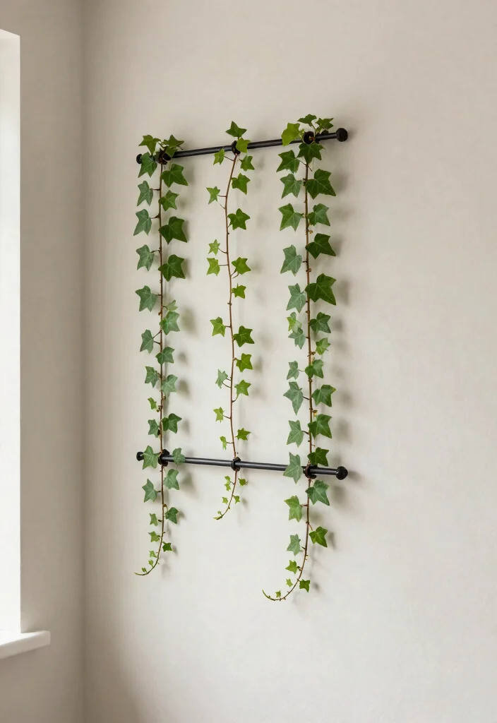 12 Indoor Trellis Ideas for Climbing Plants Without Wall Damage - 11. Tension Rod Trellis 1