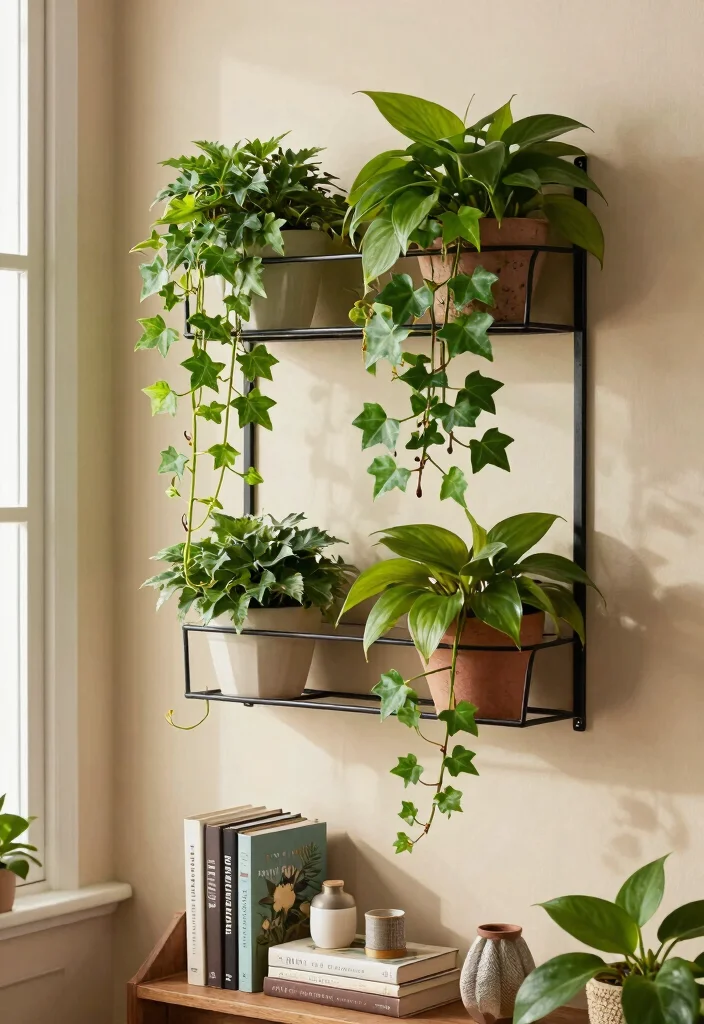 12 Indoor Trellis Ideas for Climbing Plants Without Wall Damage - 7. Wall-Mounted Plant Rack 1