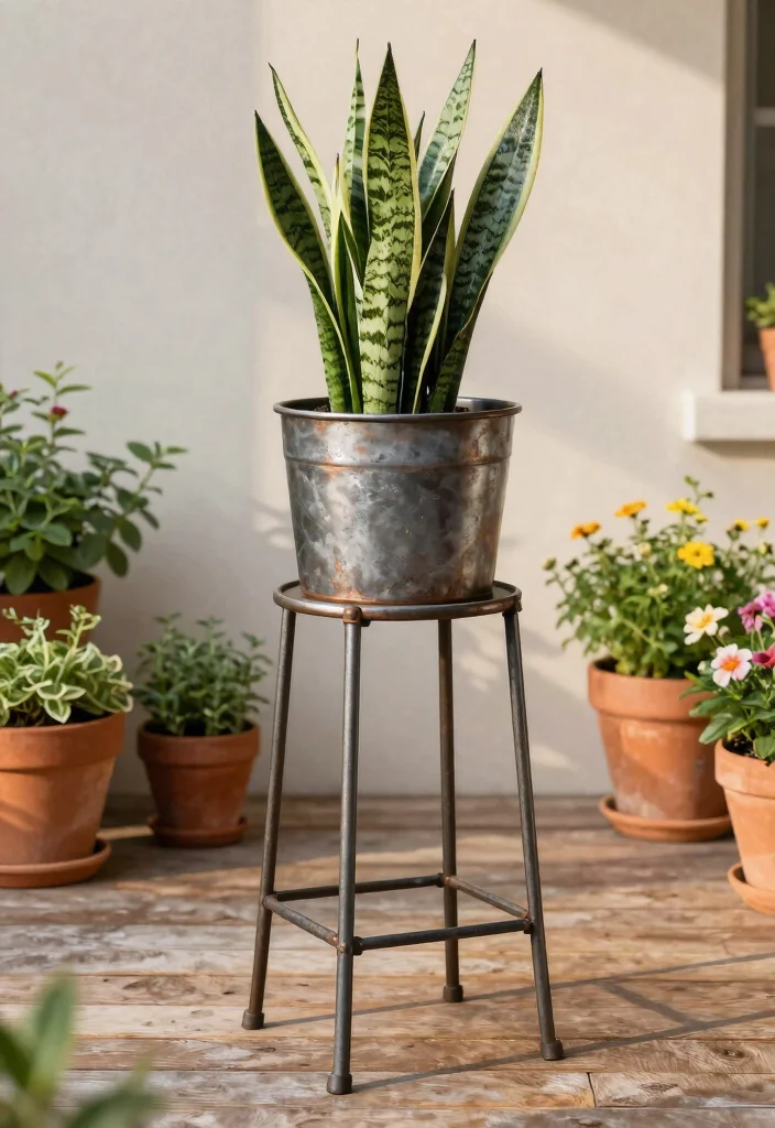 12 Metal Plant Stand Ideas That Hold Heavy Pots Without Tipping - 2. Rustic Industrial Style 1