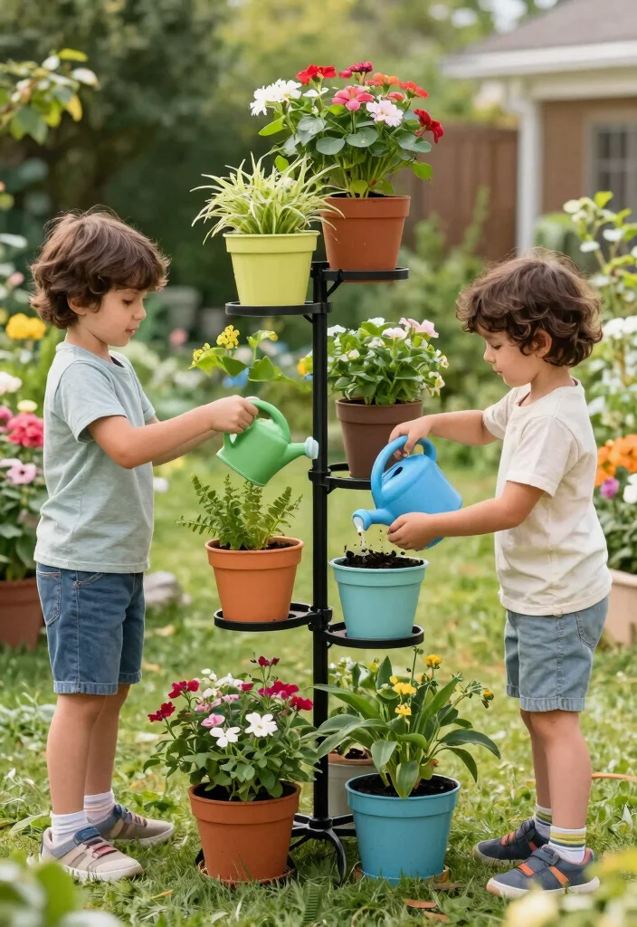 12 Outdoor Bakers Rack Ideas That Hold Plants Without Rusting - 11. Family-Friendly Plant Stands 1