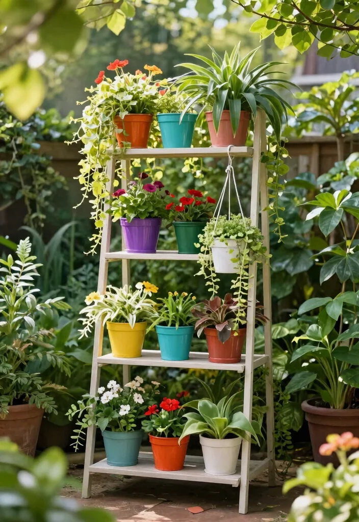 12 Outdoor Bakers Rack Ideas That Hold Plants Without Rusting - 4. Hanging Planter Displays 1