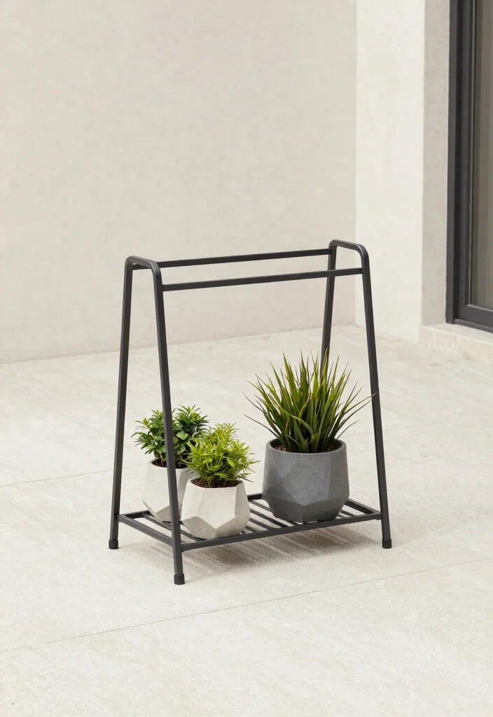 12 Outdoor Bakers Rack Ideas That Hold Plants Without Rusting - 5. Modern Minimalism 1