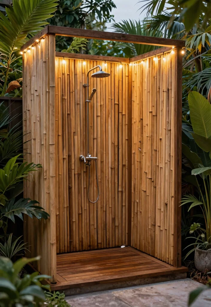 12 Outdoor Shower Enclosure Ideas for Privacy on a Budget - 2. Bamboo Fencing 1