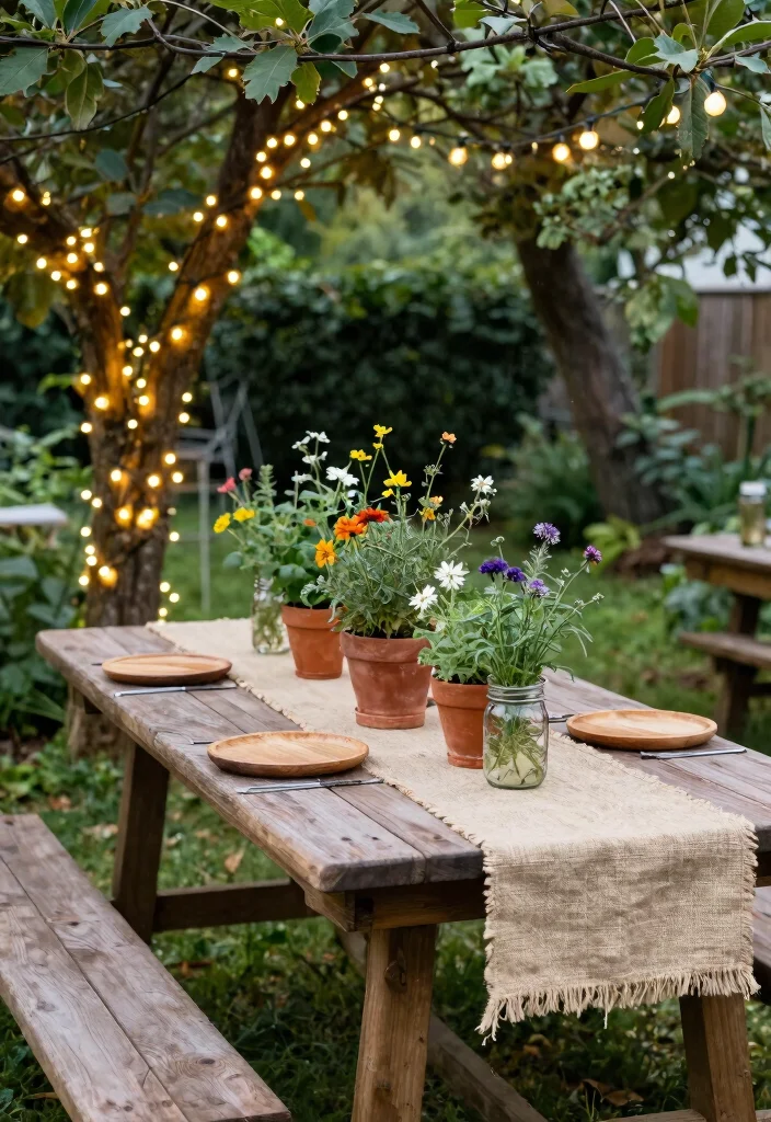 12 Outdoor Table Settings That Look Expensive on a Budget - 1. Rustic Charm with Wooden Accents 1