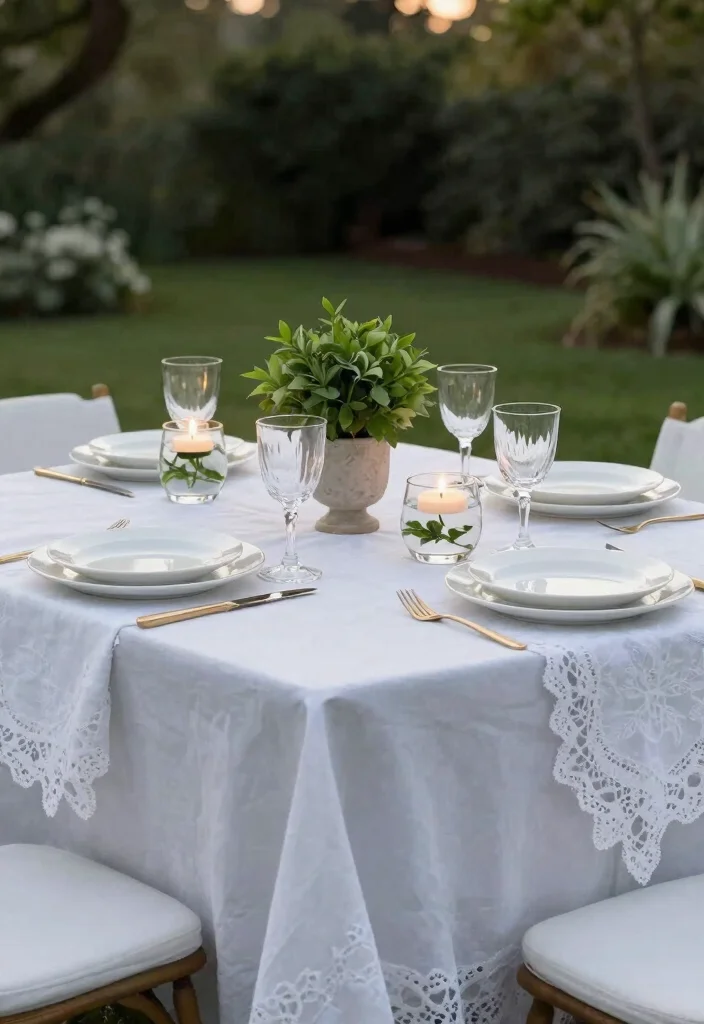 12 Outdoor Table Settings That Look Expensive on a Budget - 2. Elegant Whites and Greens 1