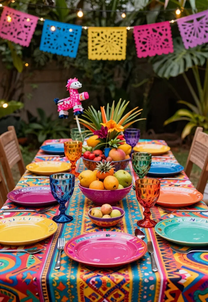 12 Outdoor Table Settings That Look Expensive on a Budget - 3. Vibrant Fiesta Theme 1