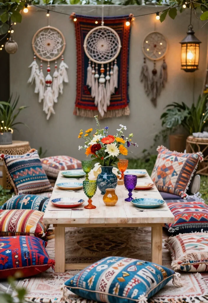 12 Outdoor Table Settings That Look Expensive on a Budget - 6. Trendy Boho Vibes 1