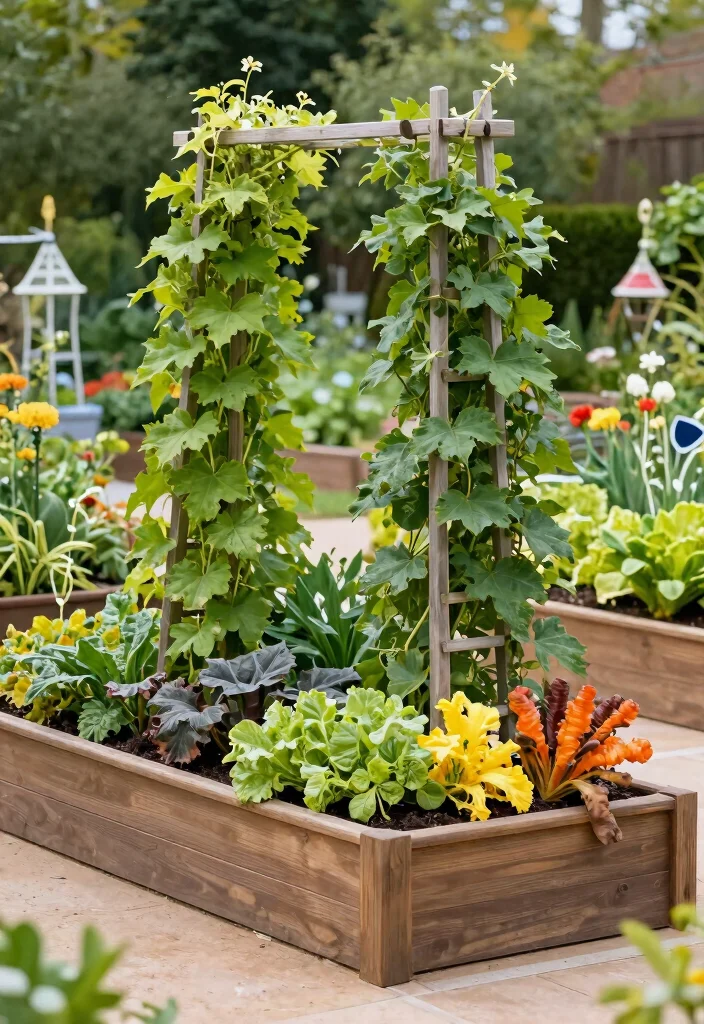 12 Unique Raised Garden Beds That Drain Perfectly and Look Different - 11. Garden Bed With Built-in Trellis 1