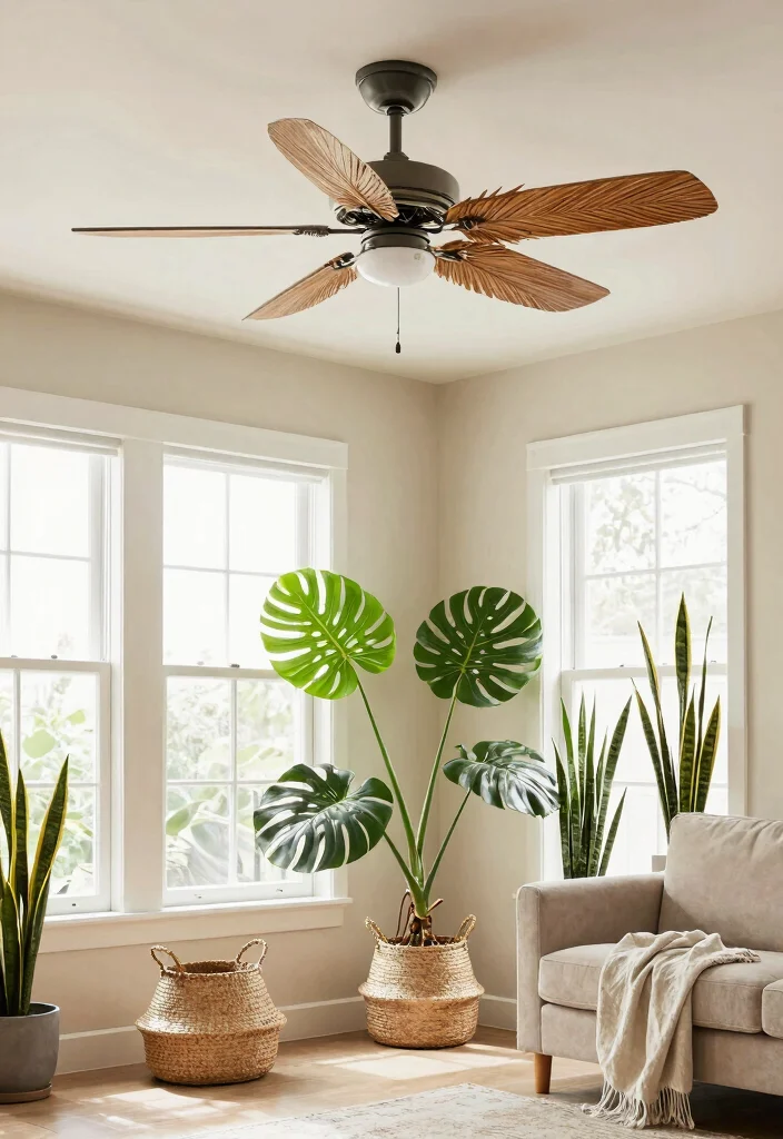 14 Aesthetic Ceiling Fan Ideas That Don't Look Like a Dated Eyesore - 1. Tropical Oasis Vibes 1