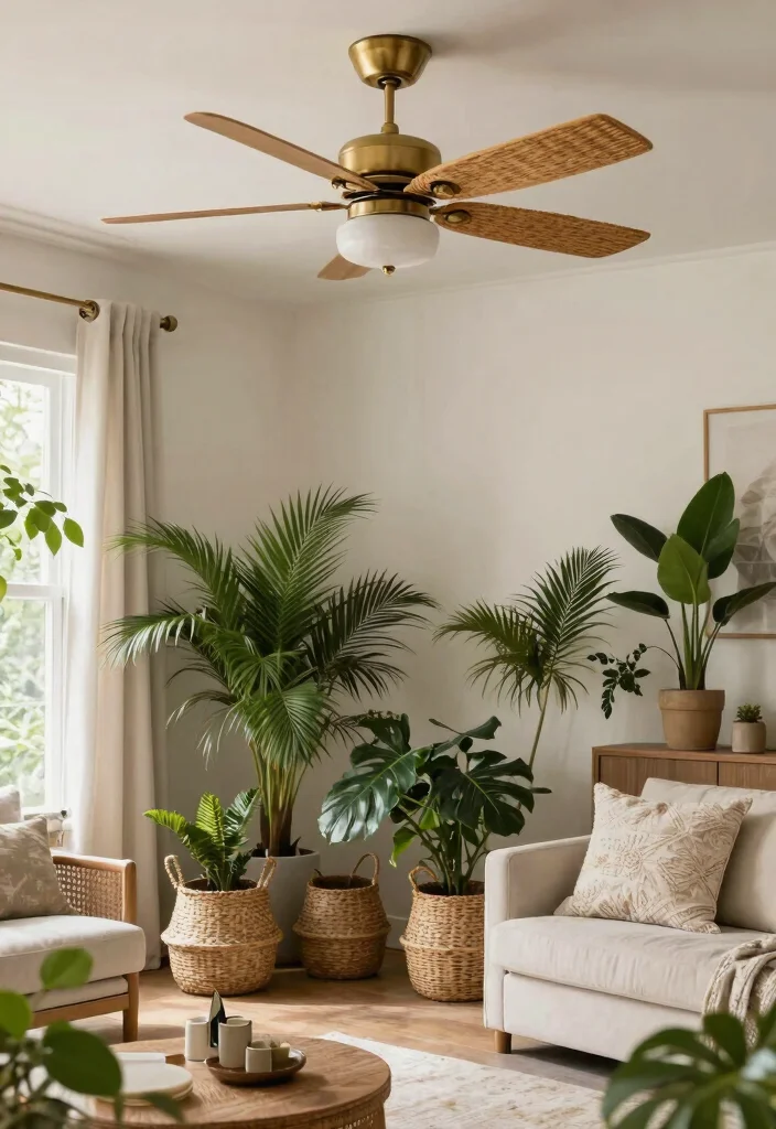 14 Aesthetic Ceiling Fan Ideas That Don't Look Like a Dated Eyesore - 10. Elegant Rattan 1