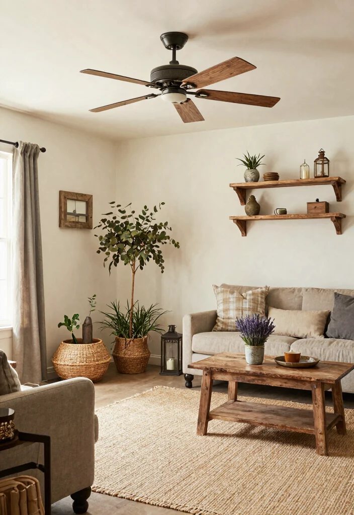 14 Aesthetic Ceiling Fan Ideas That Don't Look Like a Dated Eyesore - 6. Rustic Farmhouse Flair 1