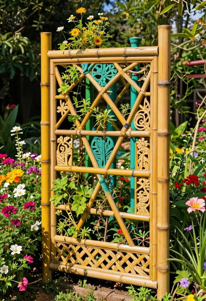 14 Bamboo Trellis Concepts That Support Heavy Vines Without Bending - 14. Decorative Bamboo Trellis 1