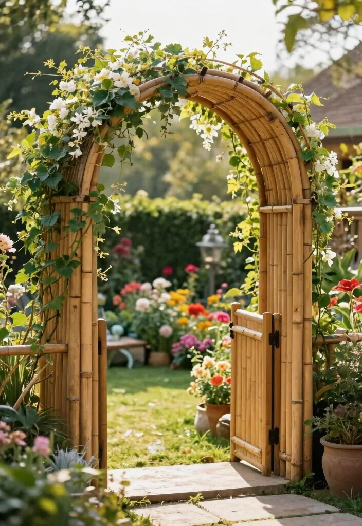 14 Bamboo Trellis Concepts That Support Heavy Vines Without Bending - 3. Arching Bamboo Trellis 1
