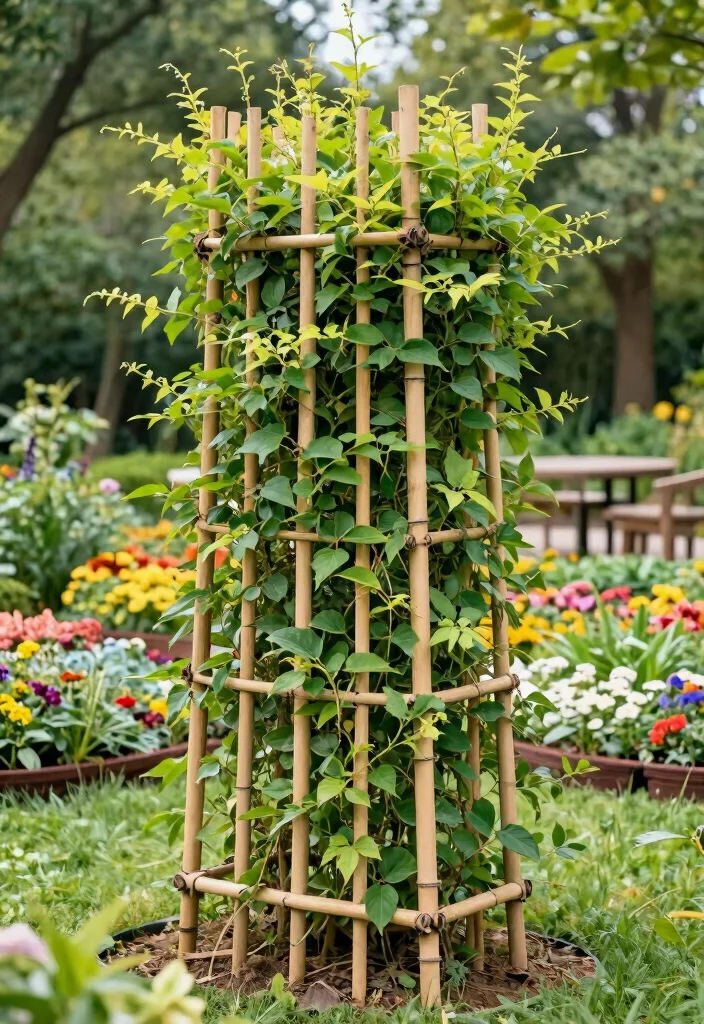 14 Bamboo Trellis Concepts That Support Heavy Vines Without Bending - 4. Vertical Bamboo Fence Trellis 1