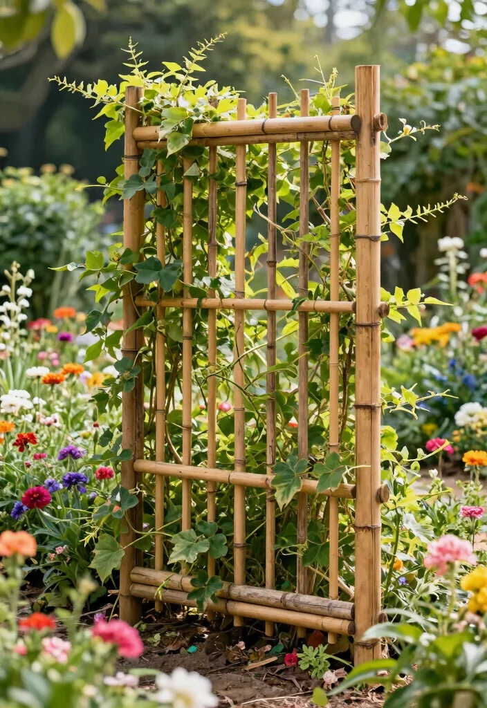 14 Bamboo Trellis Concepts That Support Heavy Vines Without Bending - 7. Freestanding Bamboo Trellis Panel 1