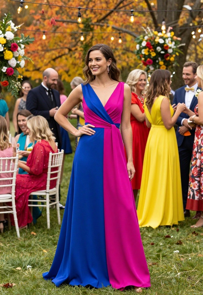 14 Fall Outdoor Wedding Guest Dress Ideas That Work in Any Weather - 14. Brightly Colored Dresses 1
