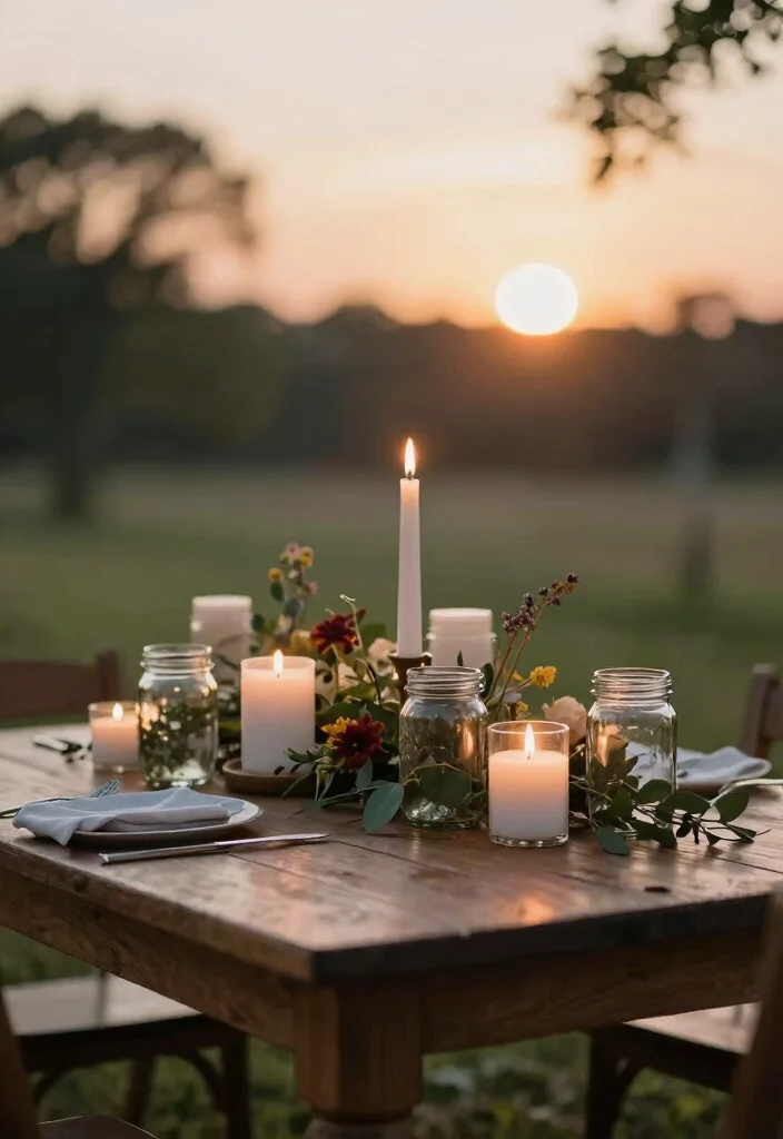 14 Farmhouse Table Decor Ideas That Work for Everyday and Holidays - 7. Candle Arrangements 1