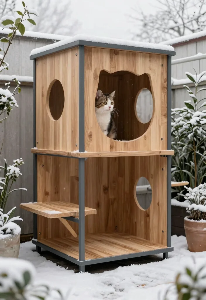 14 Outdoor Cat Shelter Ideas That Stay Warm in Freezing Weather - 10. The Modern Cat Condo 1