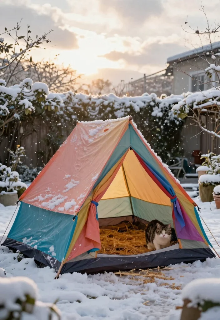 14 Outdoor Cat Shelter Ideas That Stay Warm in Freezing Weather - 11. The Easy Canvas Tent Shelter 1